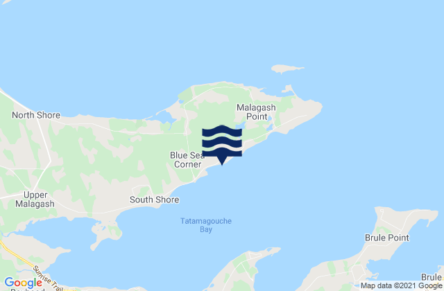 Mapa da tábua de marés em Malagash, Canada