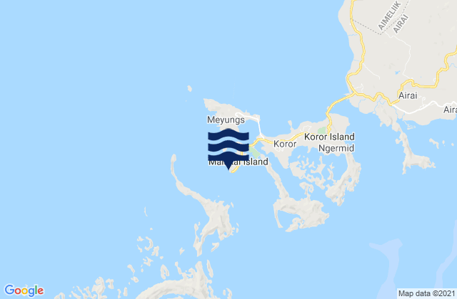 Mapa da tábua de marés em Malakal, Palau