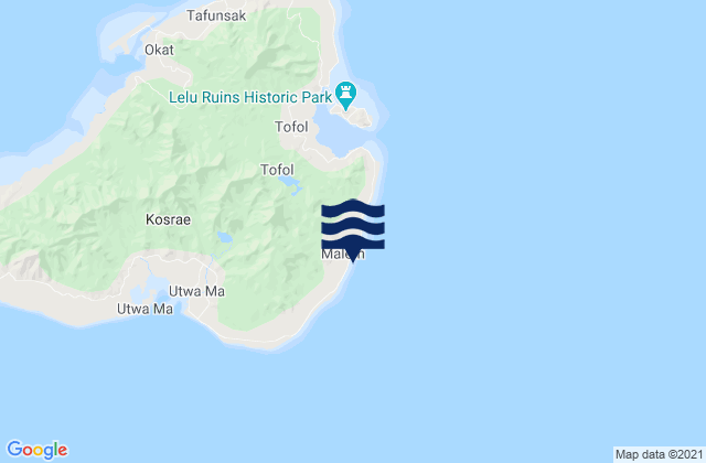 Mapa da tábua de marés em Malem, Micronesia