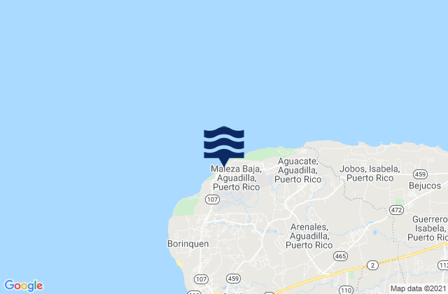 Mapa da tábua de marés em Maleza Baja Barrio, Puerto Rico