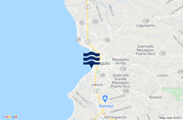 Mapa da tábua de marés em Malezas Barrio, Puerto Rico