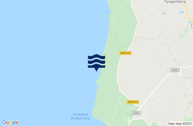Mapa da tábua de marés em Malhao, Portugal
