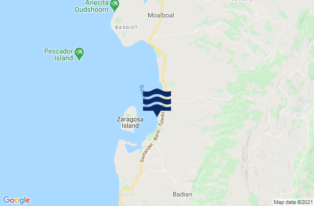 Mapa da tábua de marés em Malhiao, Philippines
