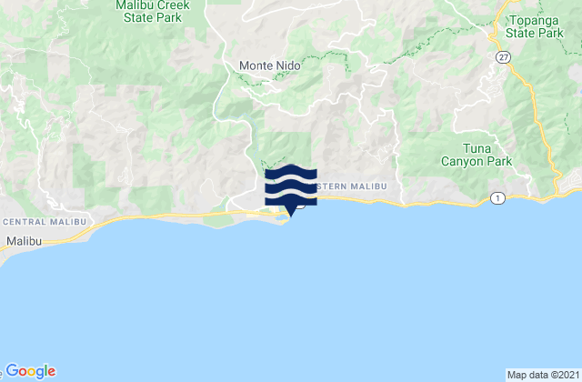 Mapa da tábua de marés em Malibu Lagoon State Beach, United States