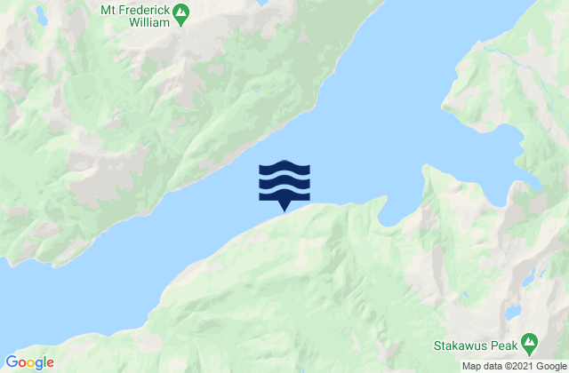 Mapa da tábua de marés em Malibu Outer, Canada