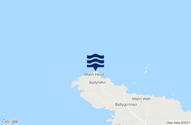 Mapa da tábua de marés em Malin Head, Ireland