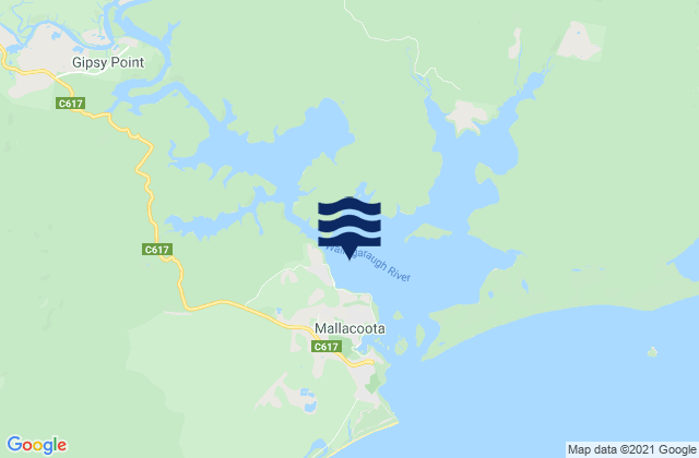 Mapa da tábua de marés em Mallacoota Lake, Australia