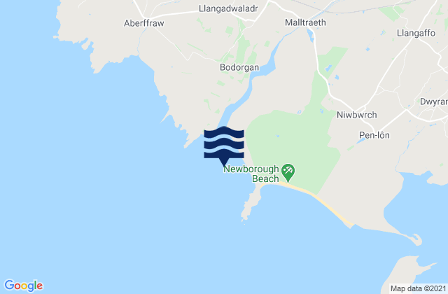 Mapa da tábua de marés em Malltraeth Bay, United Kingdom