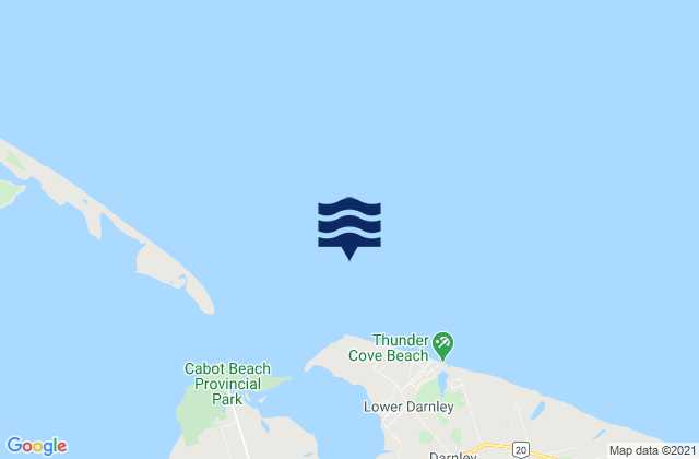 Mapa da tábua de marés em Malpeque Bay, Canada