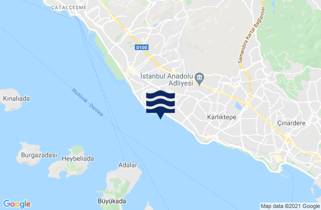 Mapa da tábua de marés em Maltepe, Turkey