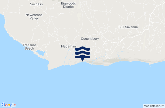 Mapa da tábua de marés em Malvern, Jamaica