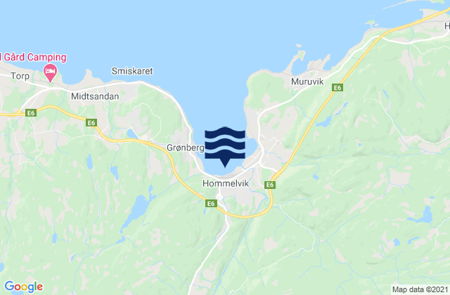 Mapa da tábua de marés em Malvik, Norway