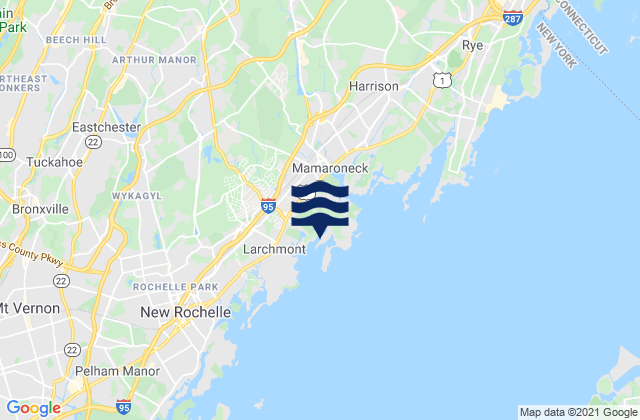 Mapa da tábua de marés em Mamaroneck, United States