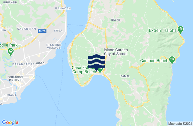 Mapa da tábua de marés em Mambago, Philippines