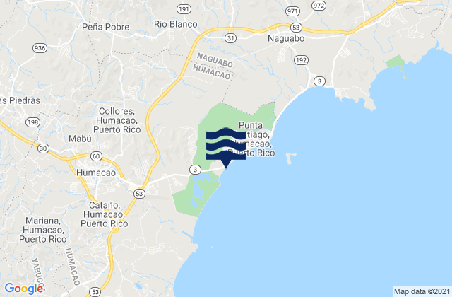 Mapa da tábua de marés em Mambiche Barrio, Puerto Rico