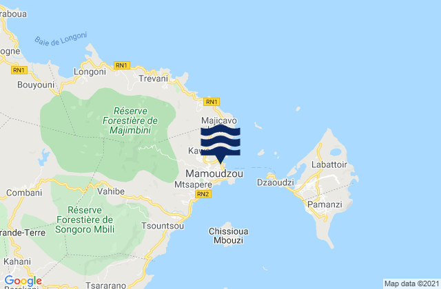 Mapa da tábua de marés em Mamoudzou, Mayotte
