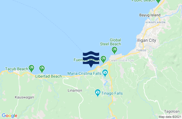 Mapa da tábua de marés em Mamungan, Philippines