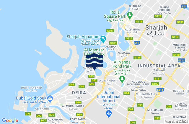 Mapa da tábua de marés em Mamzar Beach, United Arab Emirates