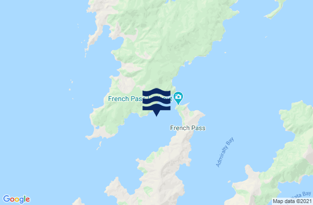 Mapa da tábua de marés em Man-o-War Bay (Paharakeke), New Zealand
