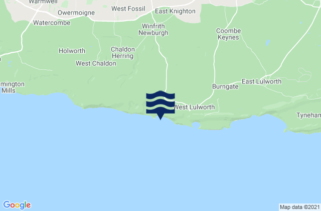 Mapa da tábua de marés em Man O'War Beach, United Kingdom