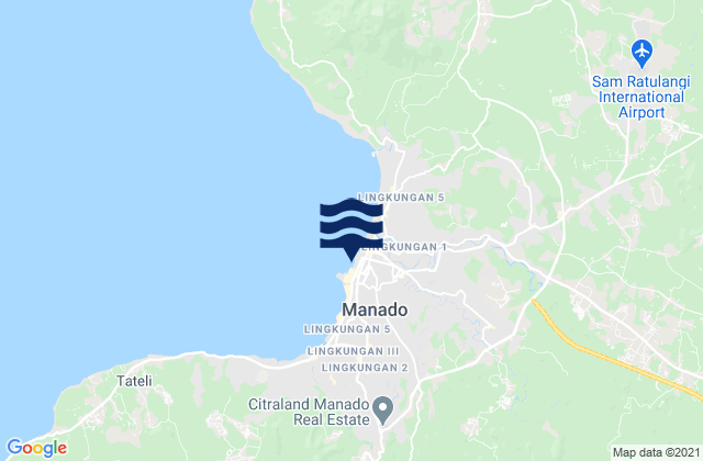 Mapa da tábua de marés em Manado, Indonesia