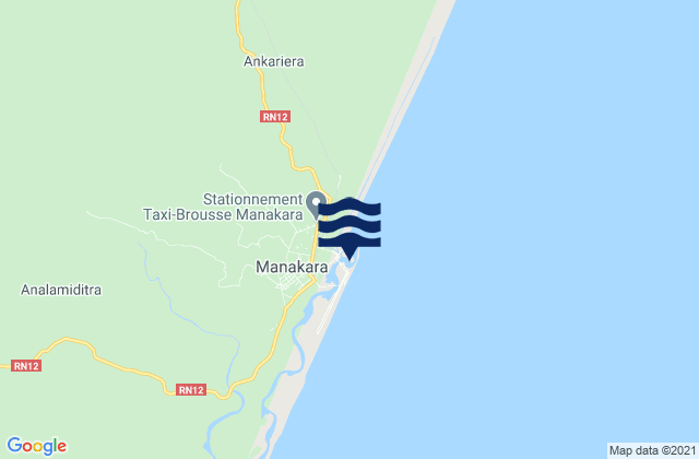 Mapa da tábua de marés em Manakara, Madagascar