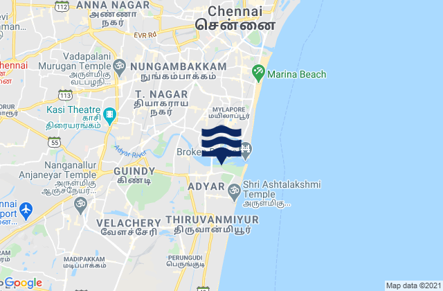 Mapa da tábua de marés em Manappakkam, India