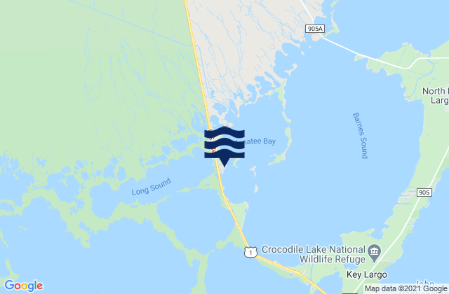 Mapa da tábua de marés em Manatee Creek (Manatee Bay Barnes Sound), United States
