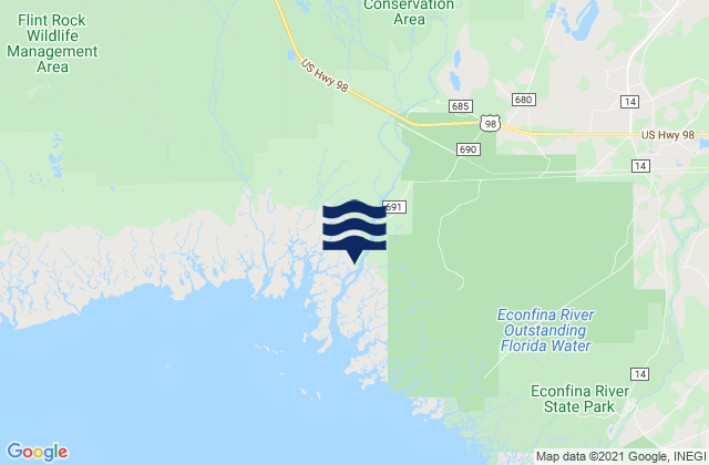 Mapa da tábua de marés em Mandalay (Aucilla River), United States