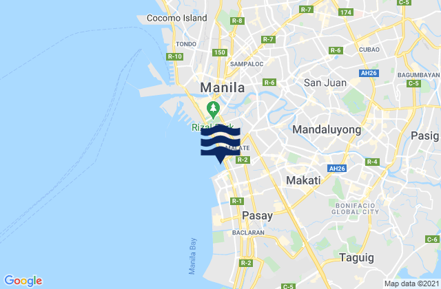 Mapa da tábua de marés em Mandaluyong City, Philippines