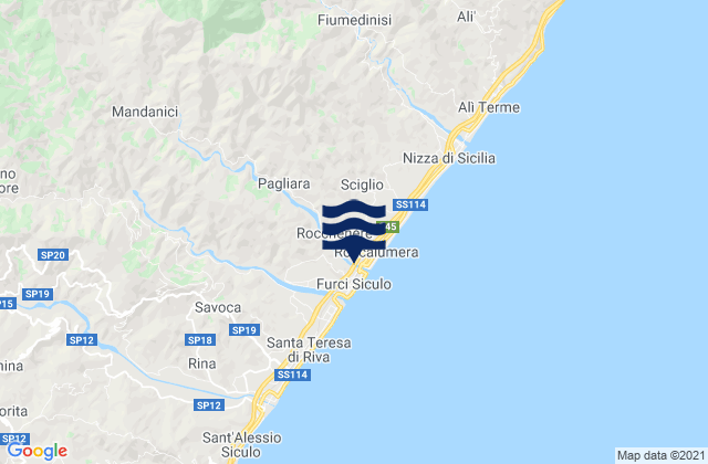 Mapa da tábua de marés em Mandanici, Italy