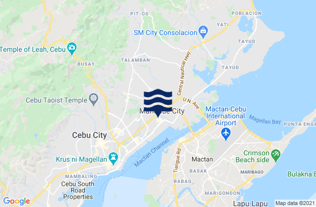 Mapa da tábua de marés em Mandaue City, Philippines