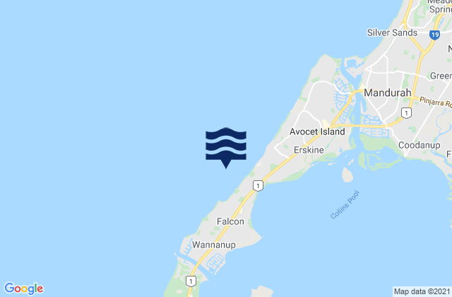 Mapa da tábua de marés em Mandurah, Australia