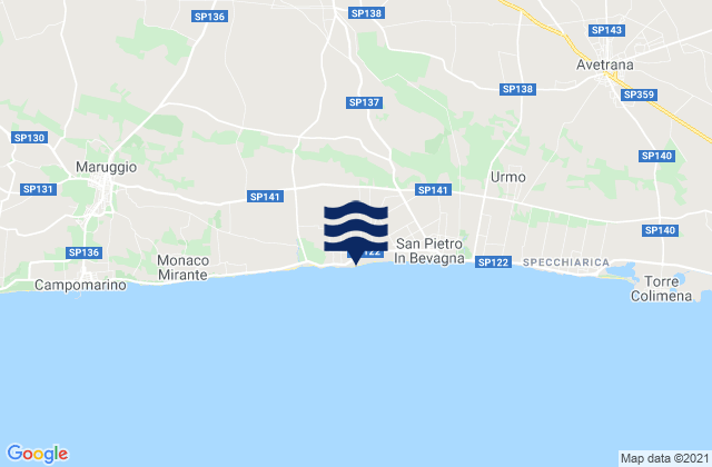Mapa da tábua de marés em Manduria, Italy