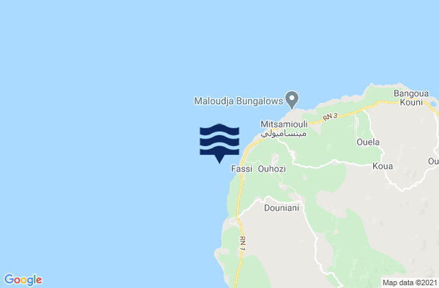 Mapa da tábua de marés em Mandza, Comoros