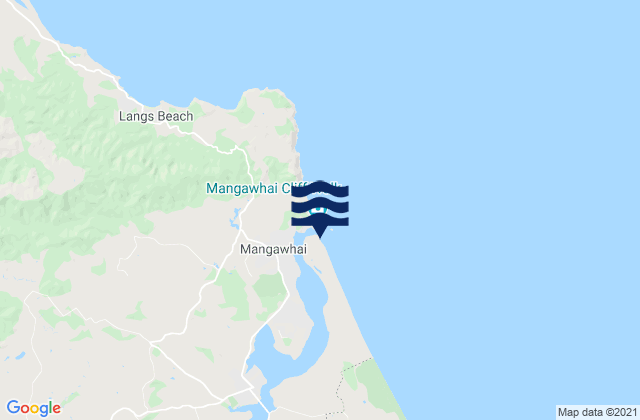 Mapa da tábua de marés em Mangawhai Heads, New Zealand