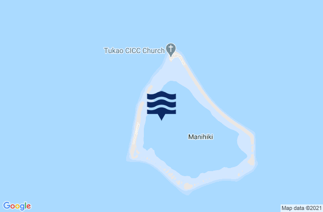 Mapa da tábua de marés em Manihiki, Kiribati