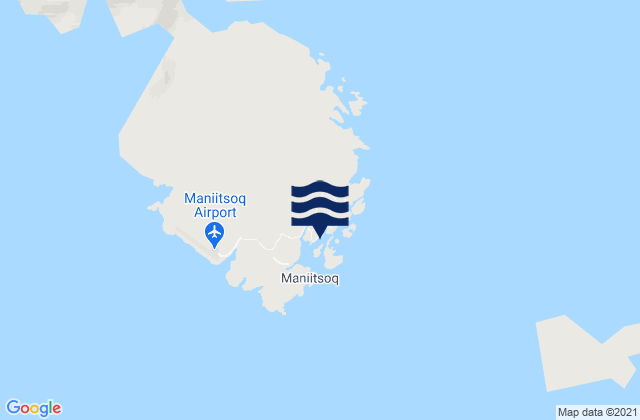 Mapa da tábua de marés em Maniitsoq, Greenland