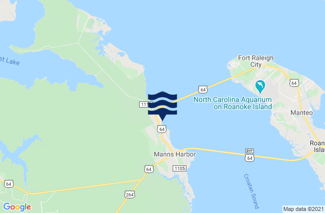 Mapa da tábua de marés em Manns Harbor, United States