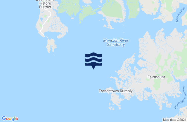 Mapa da tábua de marés em Manokin R. Ent. 1.1 n.mi. E of Drum Pt, United States