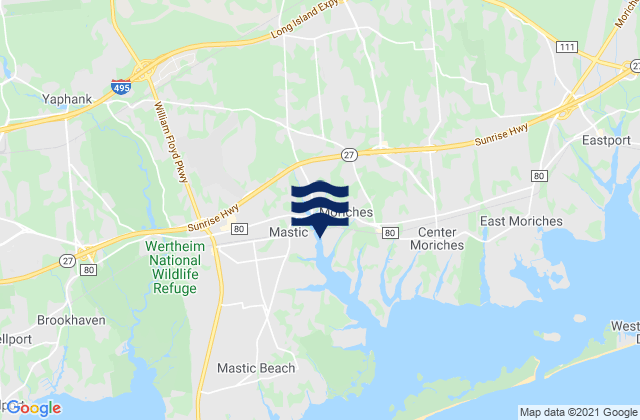 Mapa da tábua de marés em Manorville, United States
