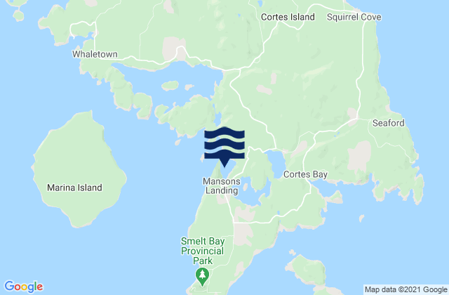 Mapa da tábua de marés em Manson Bay, Canada