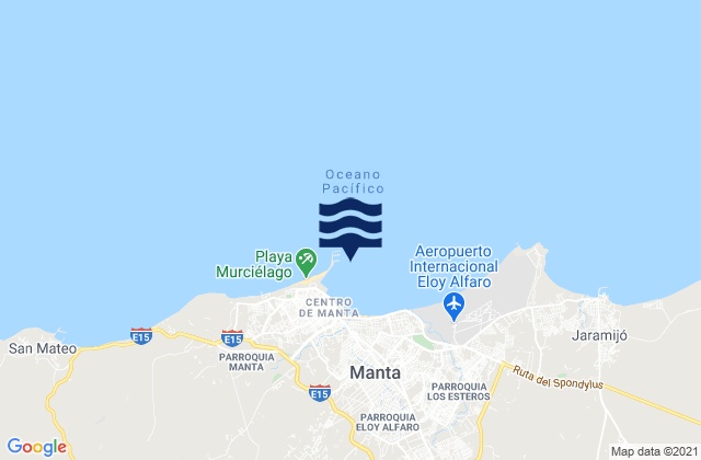Mapa da tábua de marés em Manta, Ecuador