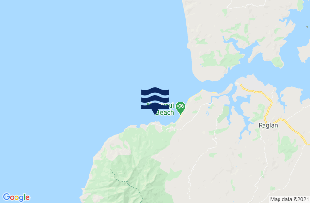 Mapa da tábua de marés em Manu Bay, New Zealand