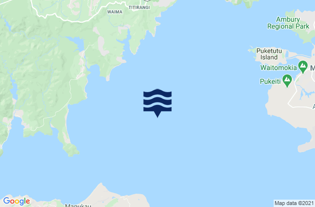 Mapa da tábua de marés em Manukau Harbour, New Zealand