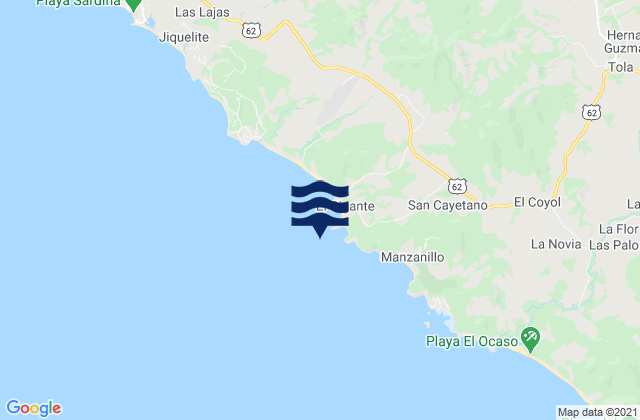 Mapa da tábua de marés em Manzanillo, Nicaragua