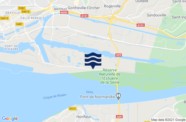 Mapa da tábua de marés em Manéglise, France