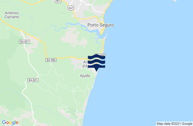 Mapa da tábua de marés em Mar Aberto, Brazil