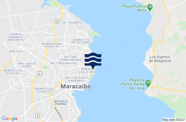 Mapa da tábua de marés em Maracaibo, Venezuela