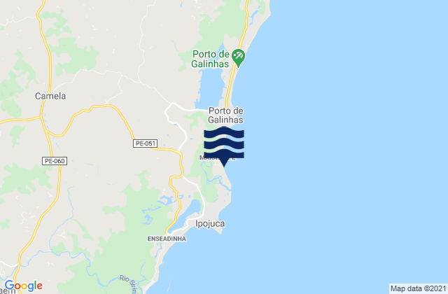 Mapa da tábua de marés em Maracaipe, Brazil